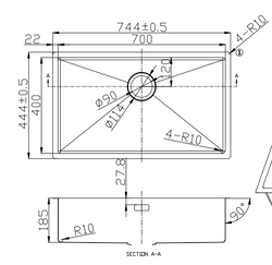 Mizzo linea kitchen sink 1.2 7040 Undermount/Flushmount