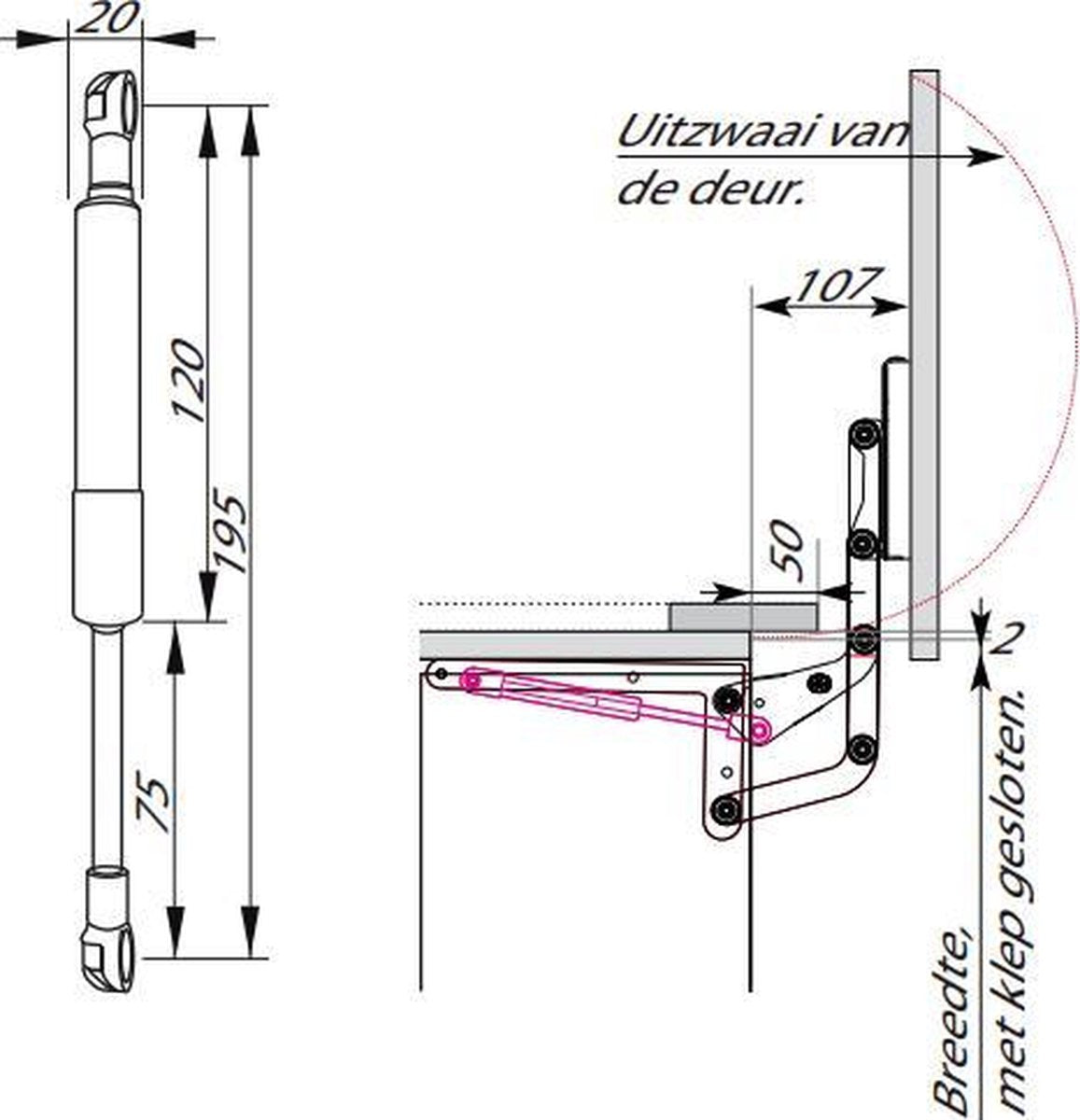 Kessebohmer gas spring pump 250N.Lift o mat