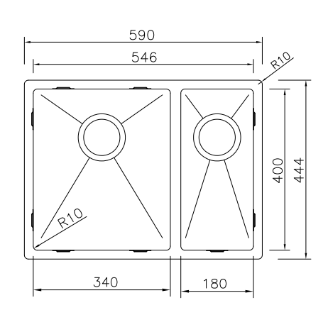 Mizzo linea kitchen sink 1.2 3418 Flushmount / Undermount