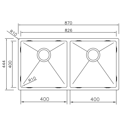 Mizzo linea kitchen sink 1.2 8040 Flushmount / Undermount