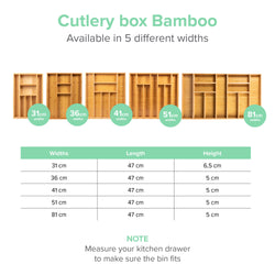 Bambox B4147 wooden cutlery bin 41 cm storage bin - Bamboo cutlery