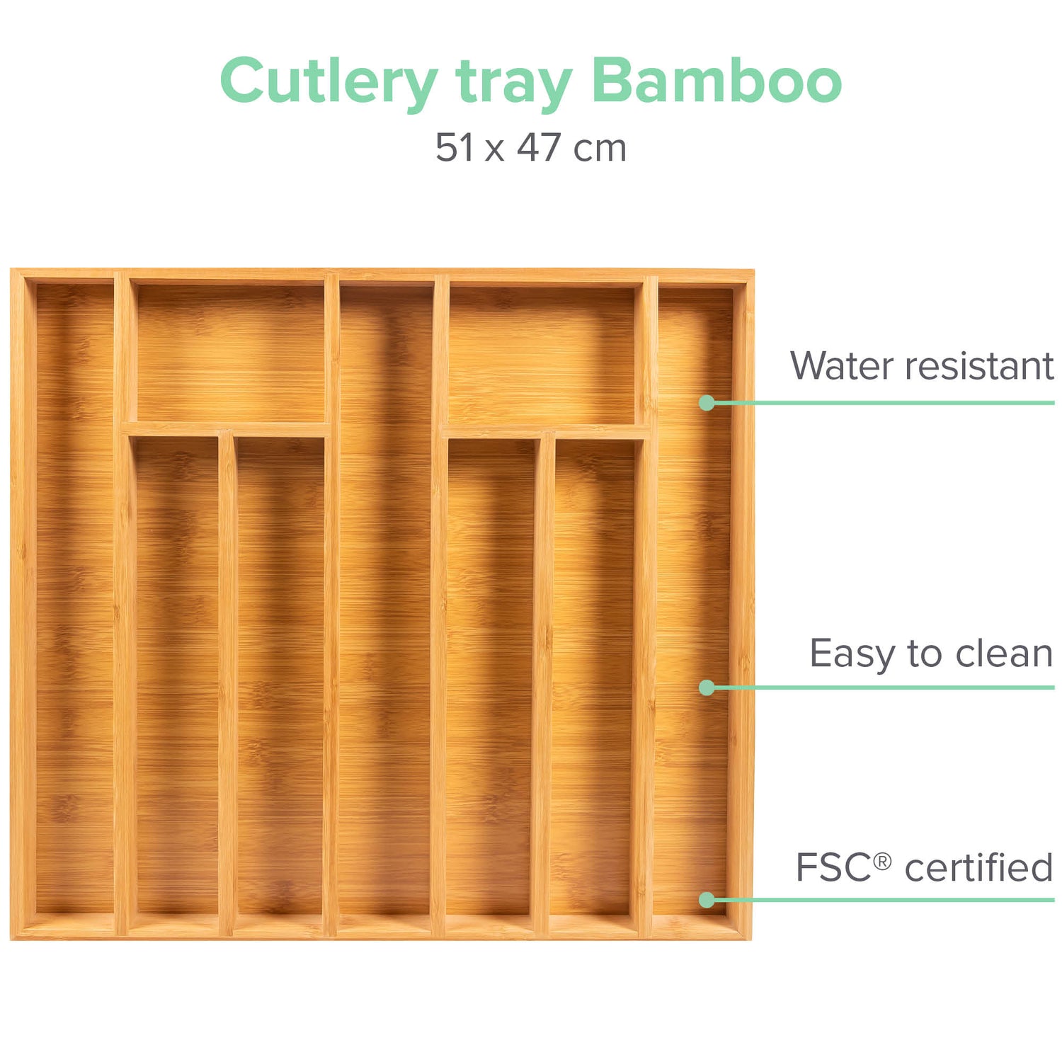 Bambox B5147 Wooden specification bin 51x47 cm - Storage bin - Bamboo cutlery