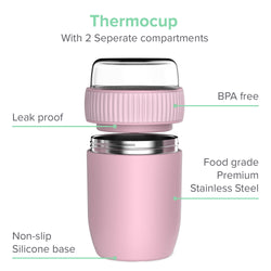 Coninx Thermos food container - Warming container food for at home and on the go - Thermos food box leak-proof - Thermos mug 840ml Pink