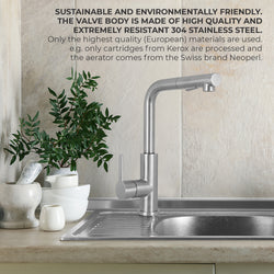 Stainless steel kitchen tap Mizzo Mauro with spray - brush function
