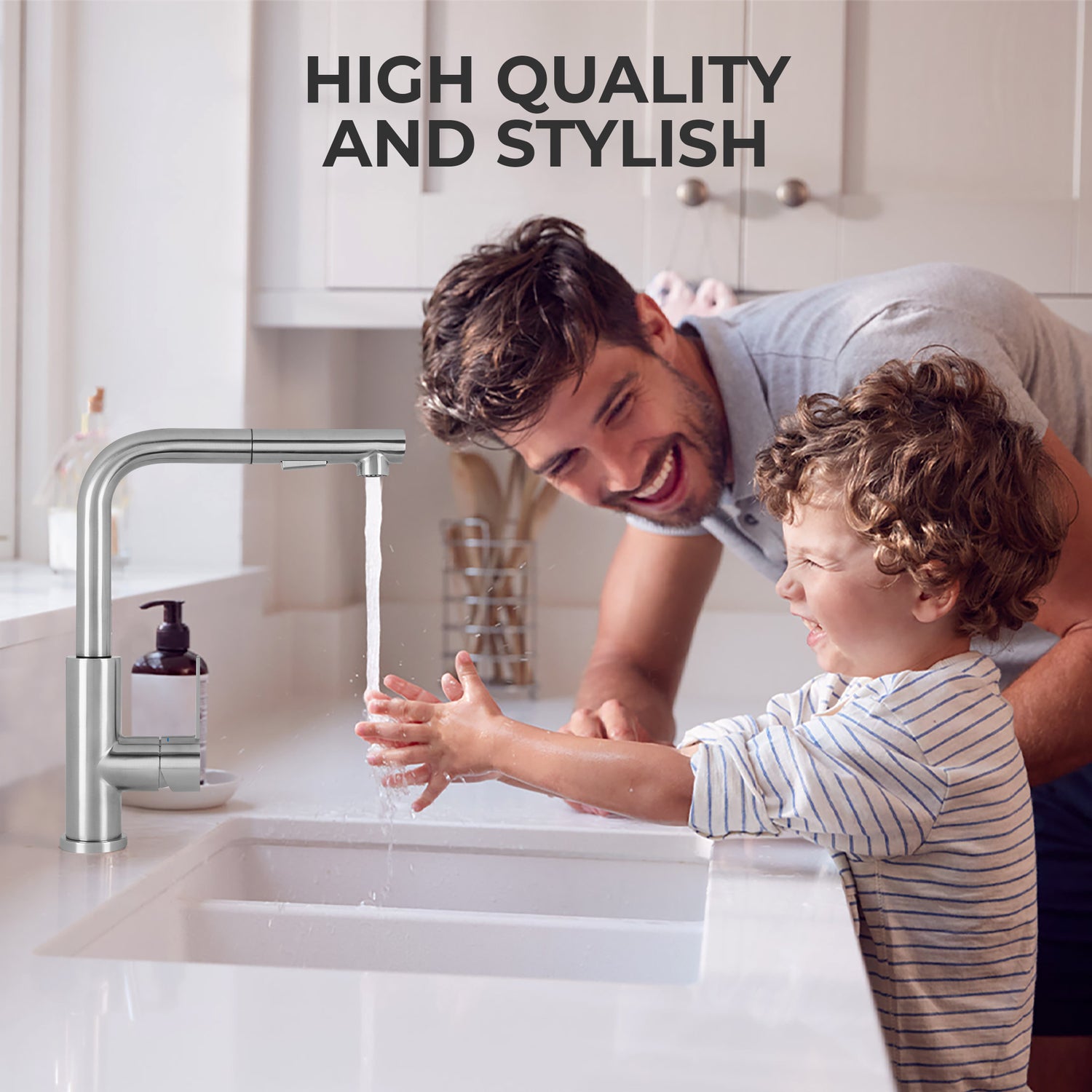 Stainless steel kitchen tap Mizzo Mauro with spray - brush function