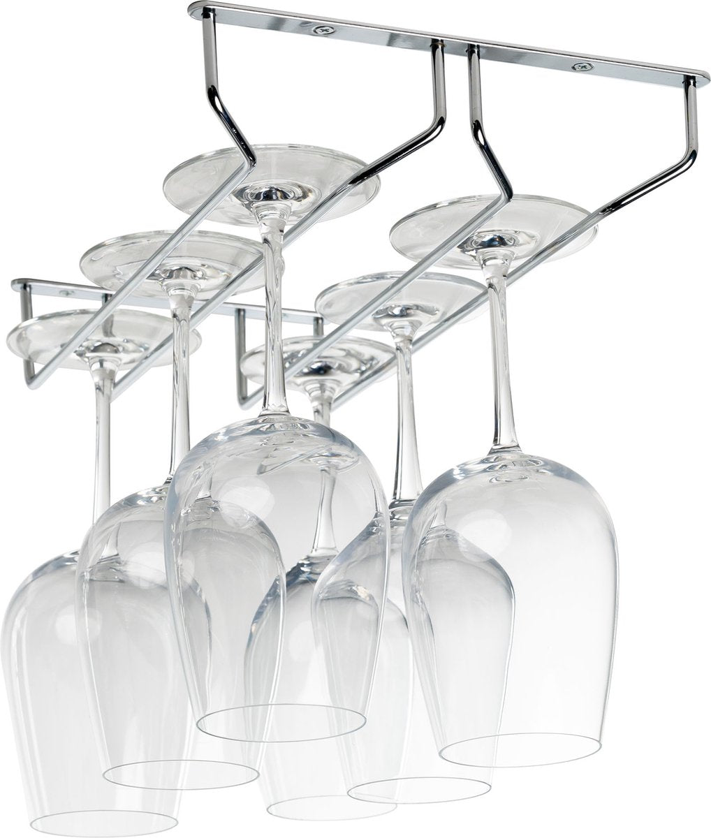 Coninx wine glass holder 2 rails - 34.4 cm wide - metal chrome