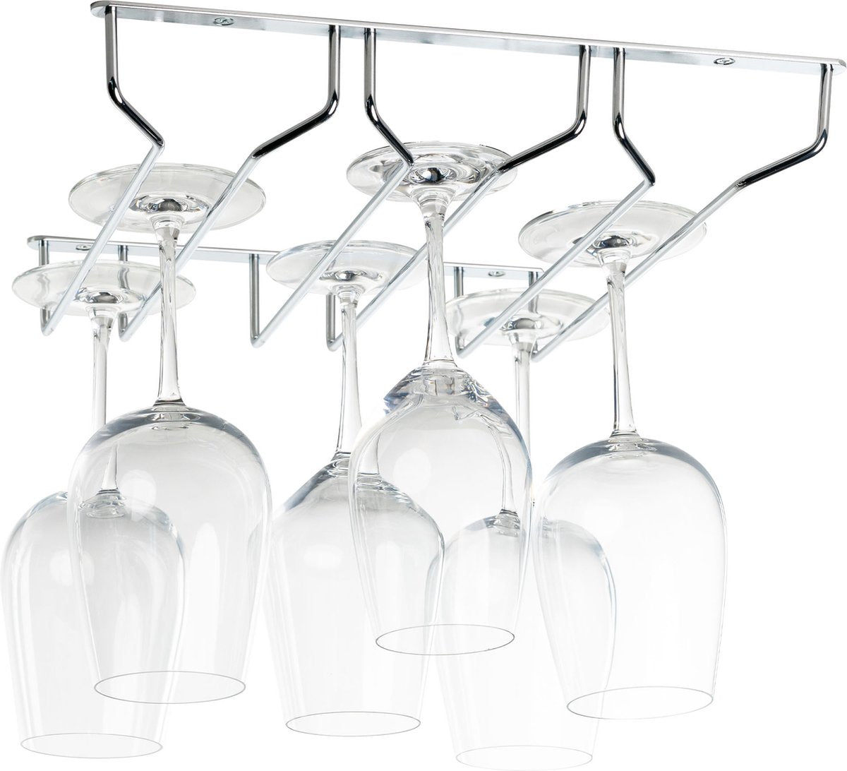 Coninx 3 rails wine glass holder - 34 cm wide - metal chrome