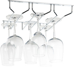 Coninx 3 rails wine glass holder - 34 cm wide - metal chrome