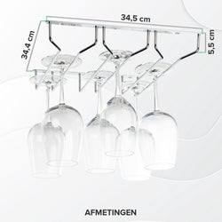 Coninx 3 rails wine glass holder - 34 cm wide - metal chrome