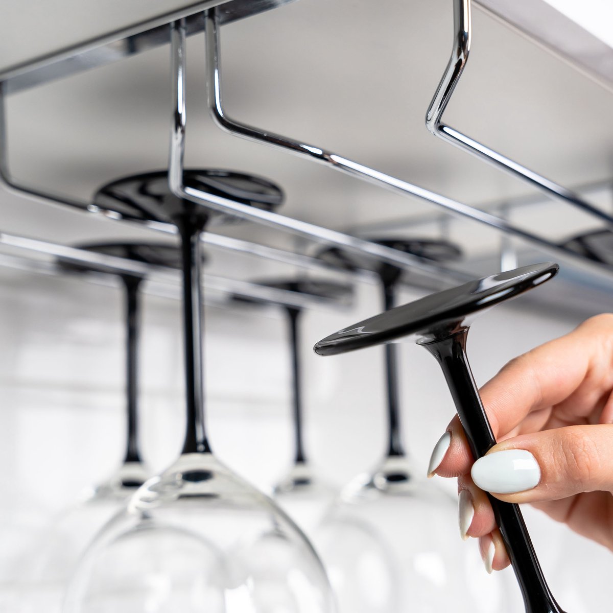 Coninx 3 rails wine glass holder - 34 cm wide - metal chrome